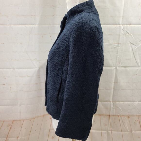 Isaac Mizrahi Navy Blue coat with printed - Picture 12 of 13